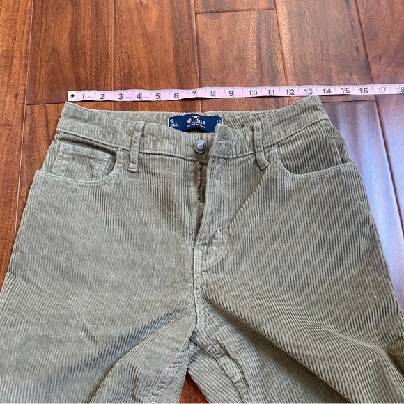 Hollister High Rise Dad Pants Women 1R 25 Green Corduroy Baggy Straight Leg Y2K - Picture 3 of 5
